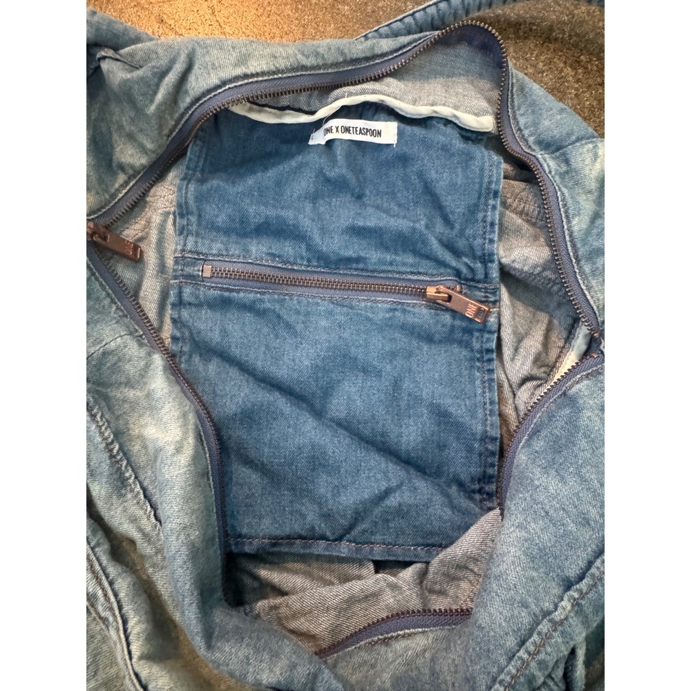 One Teaspoon Blue Suede Overnighter Denim Tote Bag Crossbody 19575A NWT - Picture 6 of 6